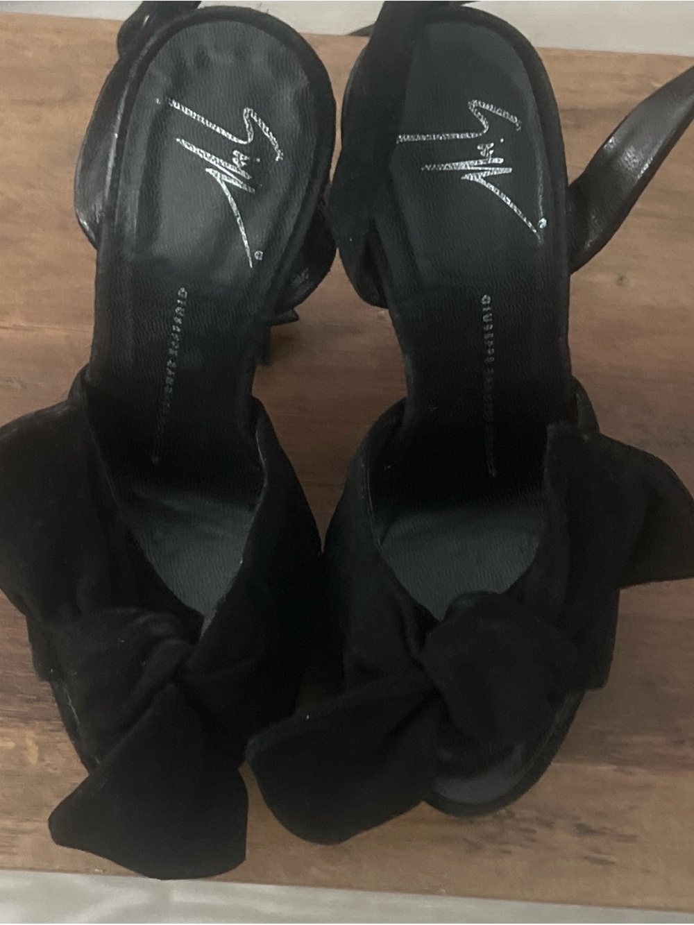 Giuseppe Zanotti Black Knot Front Slingback Heels